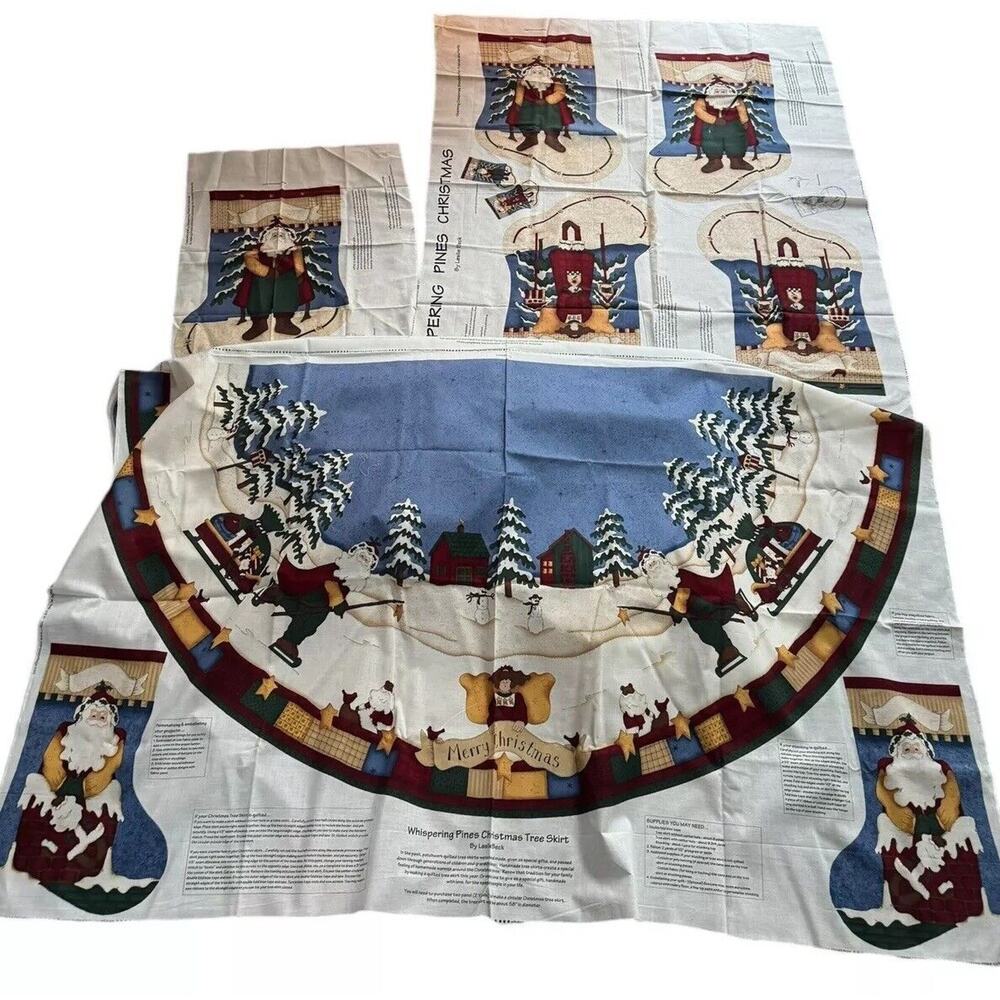 Whispering Pines Christmas Tree Skirt Stockings Patterns VTG Cranston Village